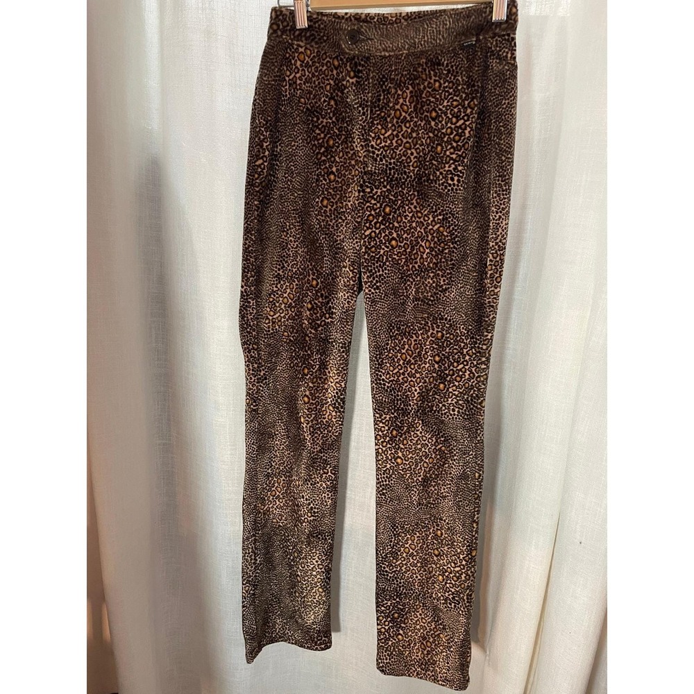 Vintage Guess Jeans USA Leopard Pants 90s Velveteen Straight Leg Size 27 EUC